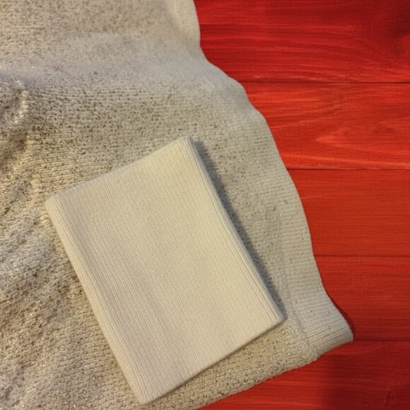 Worthington Dolman Sleeve Metallic Knit Chevron White & Gold Sweater, Small - Picture 3 of 4